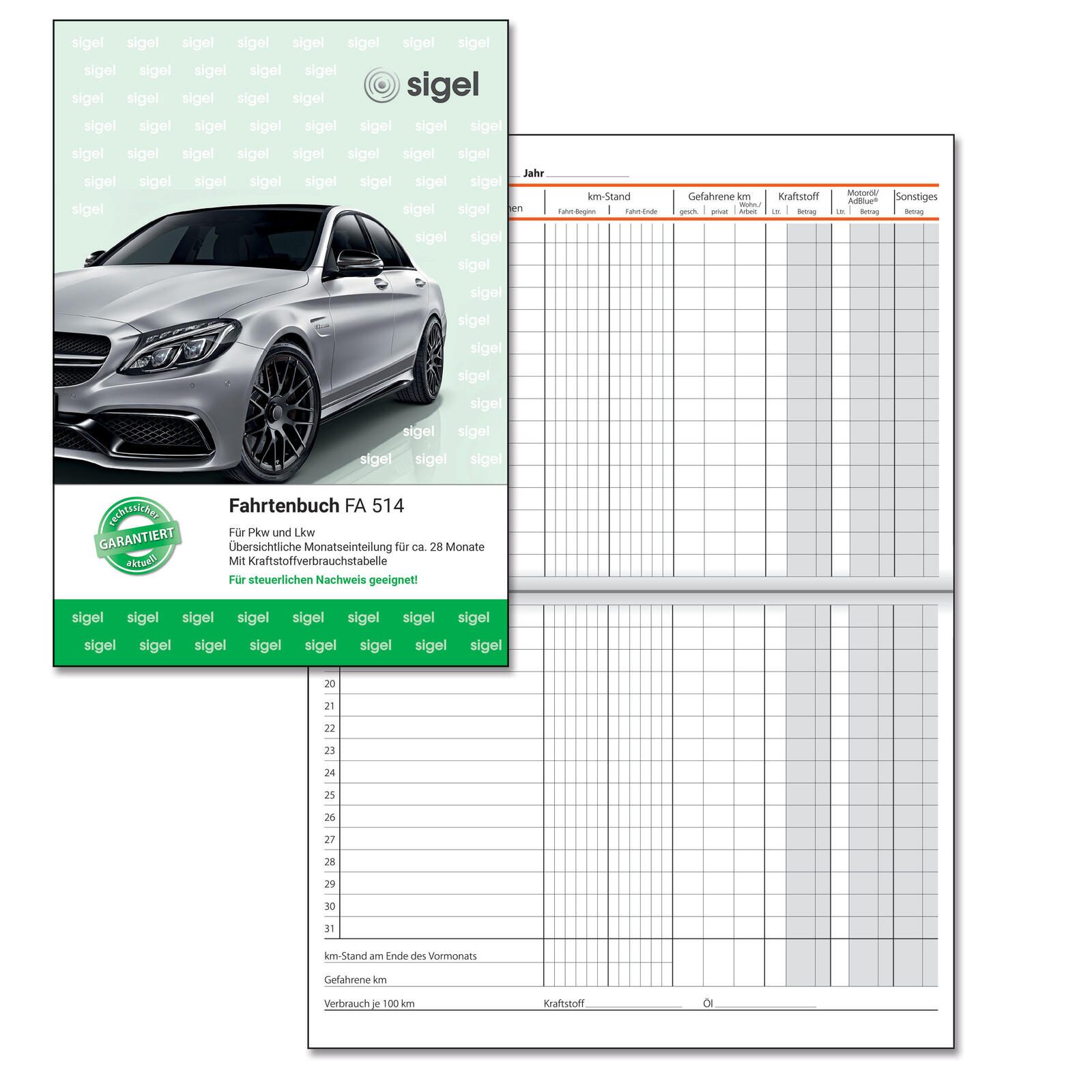 SIGEL Formularbuch Fahrtenbuch, Pkw und Lkw mit Kraftstoffverbrauch FA514 DIN A5 1x 32 Seiten
