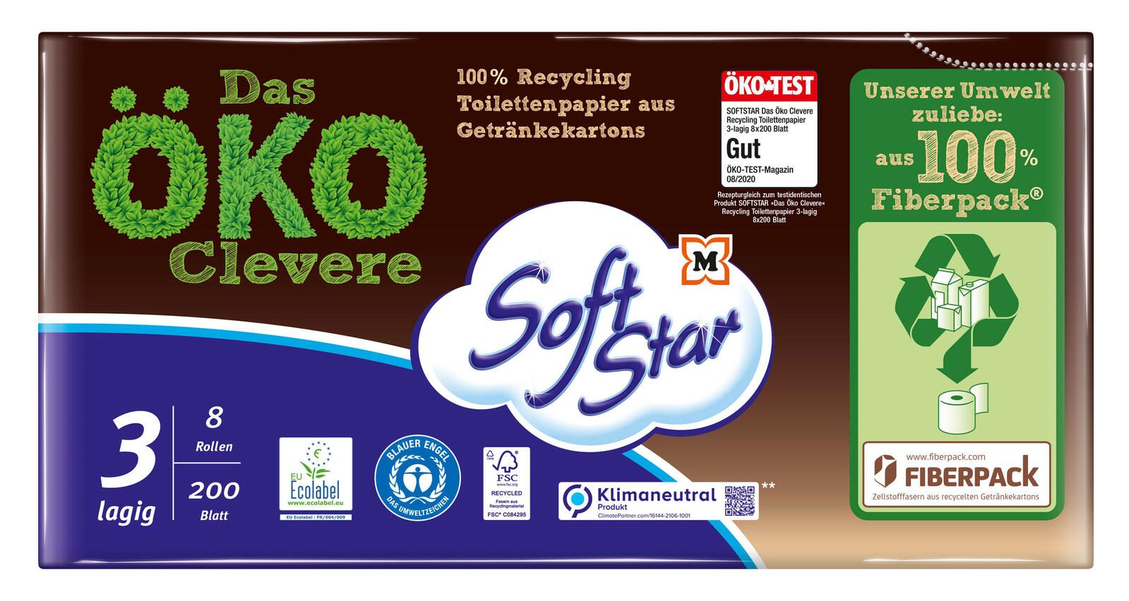 Soft Star Toilettenpapier Softstar Toilettenp. 8 Rollen 3-lagig 8 Rollen