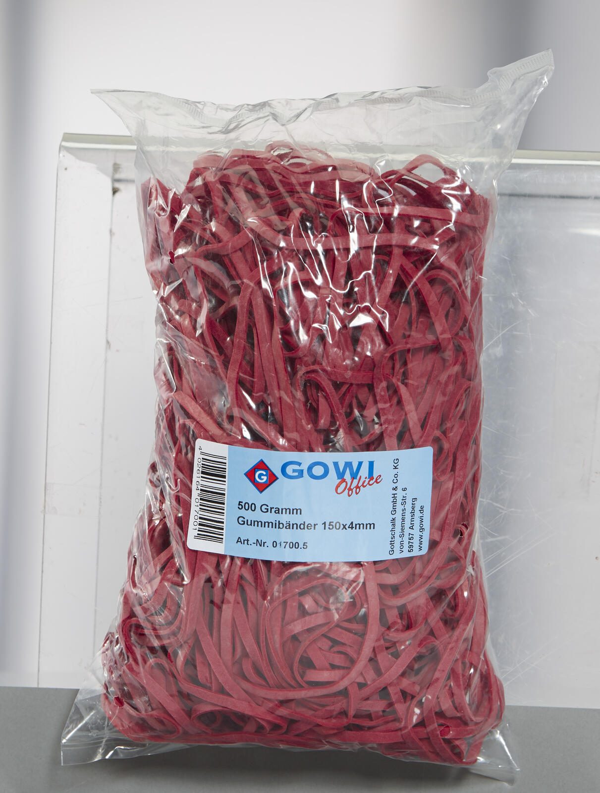 Gowi Gummibänder 15 cm 150 St. rot