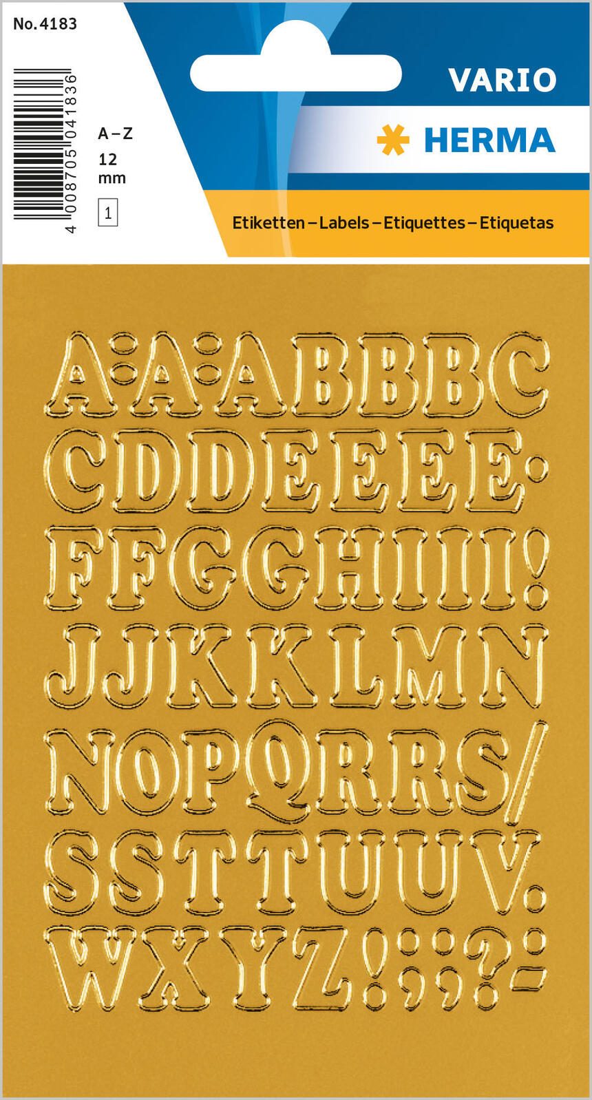 HERMA Klebebuchstaben Sticker Buchstaben A-Z gold Buchstaben A-Z 56 St.
