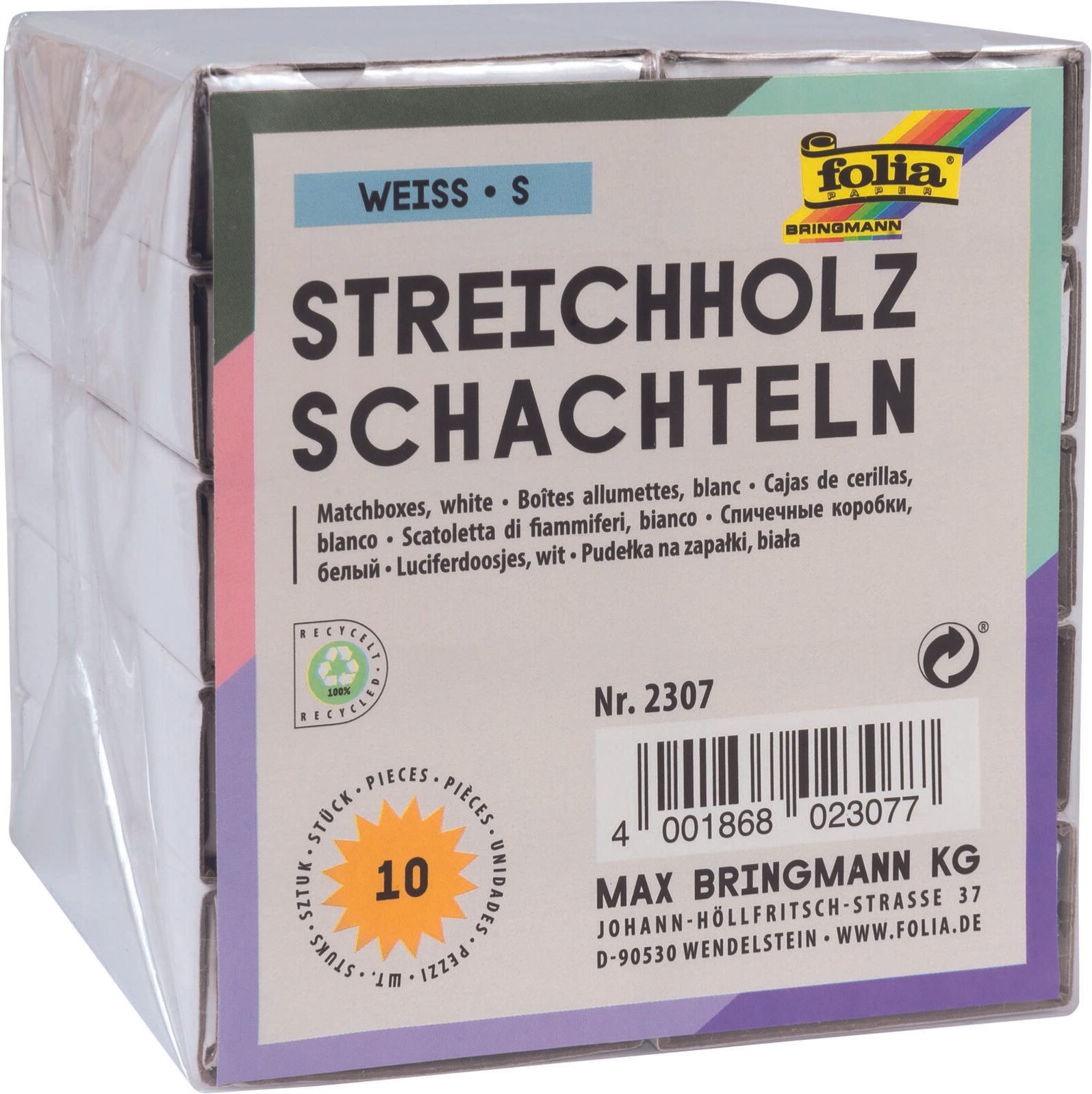 folia Bastelzubehör Streichholzboxen WEISS S 10 St 2307 10 St.