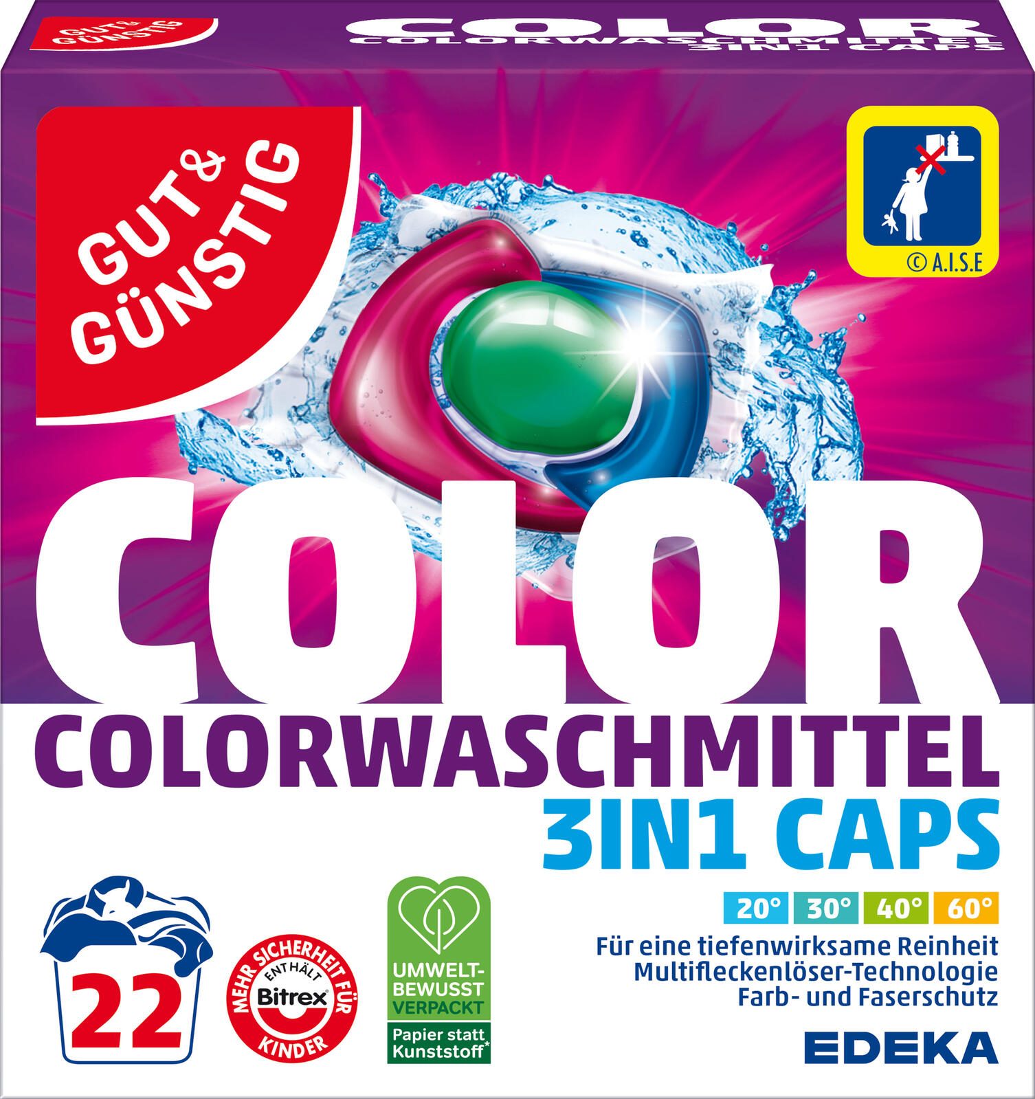 GUT&GÜNSTIG Waschmittel COLOR Waschmittel 22 Pads 22 St.
