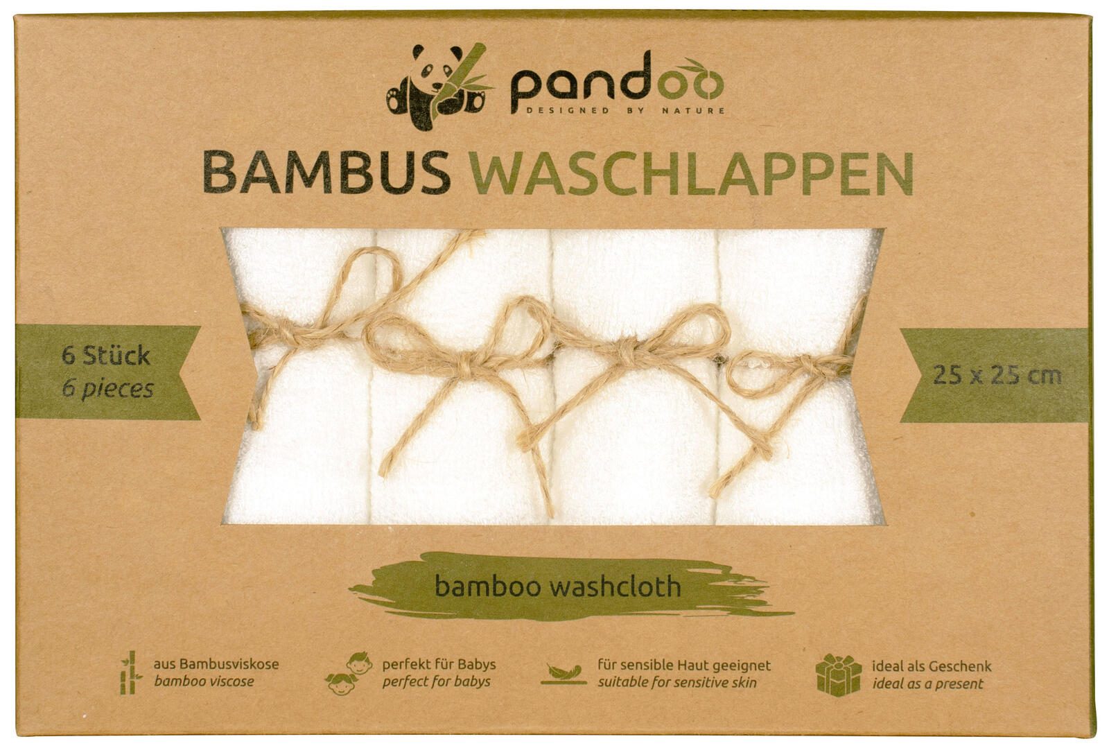 pandoo Waschlappen 25 cm x 25 cm weiß